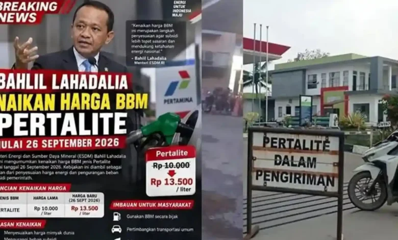 Poster yang beredar terkait isu kenaikan harga BBM jenis Pertalite per September 2026.
