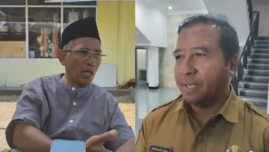 Kepala Desa Senggigi, Mastur (kiri) dan Inspektur Inspektorat Lobar, Suparlan (kanan), saat diwawancarai beberapa waktu lalu, 2026.