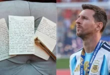 Tulisan tangan Lionel Messi saat memutuskan untuk pensiun dari panggung sepak bola internasional pada Senin, 31 Agustus 2026.