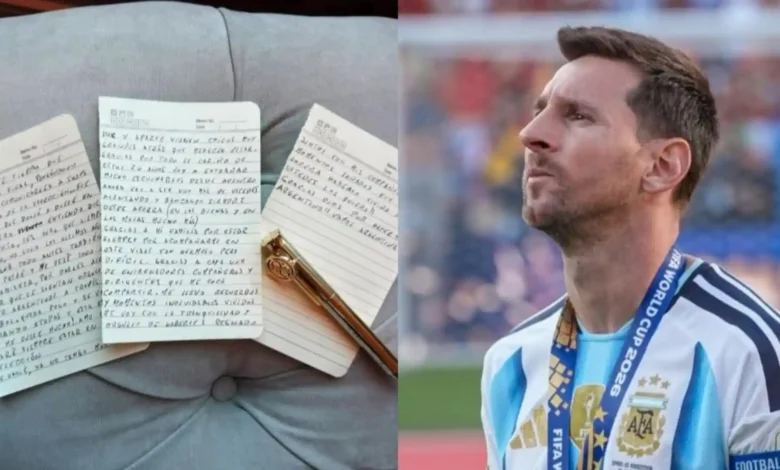 Tulisan tangan Lionel Messi saat memutuskan untuk pensiun dari panggung sepak bola internasional pada Senin, 31 Agustus 2026.