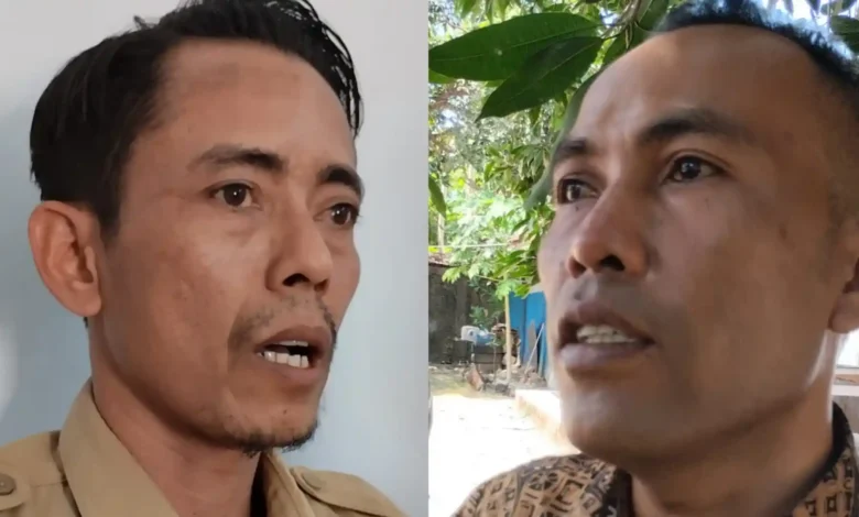 Kades Gapuk, Nurdin (kiri) dan Kades Taman Ayu, Tajudin (kanan) saat diwawancarai, Selasa, 1 September 2026.