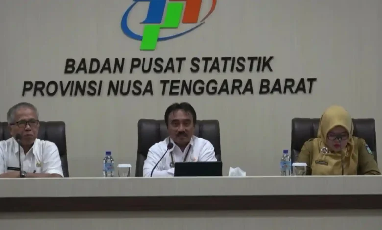 Kepala BPS NTB, Wahyuddin (tengah) saat menyampaikan laporan inflasi daerah pada Selasa, 1 September 2026.