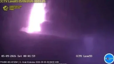 Aktivitas erupsi Gunung Anak Krakatau, Sabtu, 5 September 2026.