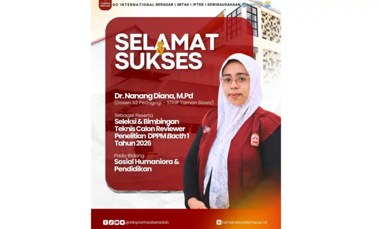 Dosen Program Studi Magister Pedagogi STKIP Tamsis Bima, Dr. Nanang Diana, mewakili NTB dalam kegiatan Bimtek Calon Reviewer Penelitian Batch 1 Tahun 2026.