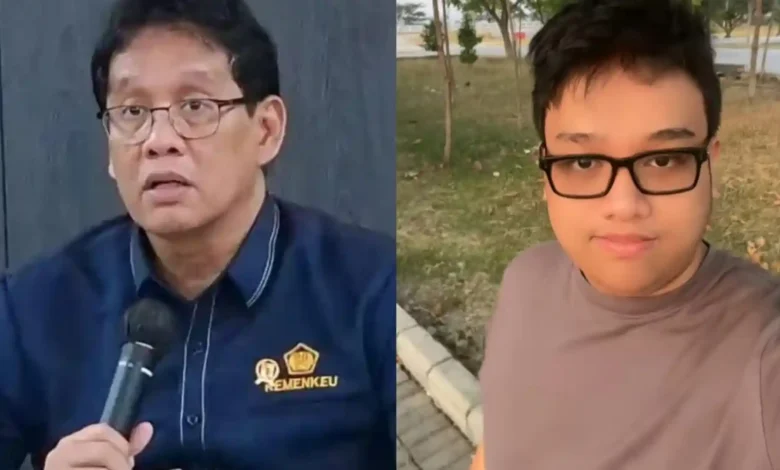 Anak Purbaya Yudhi Sadewa, Yudo Achilles Sadewa (kanan) beri tanggapan soal pencopotan sang ayah dari jabatan Menkeu.