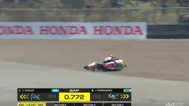 Pembalap Moto3, Casey O'Gorman, alami crash pada ajang MotoGP Mandalika 2026, Minggu, 11 Oktober 2026.