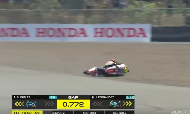 Pembalap Moto3, Casey O'Gorman, alami crash pada ajang MotoGP Mandalika 2026, Minggu, 11 Oktober 2026.