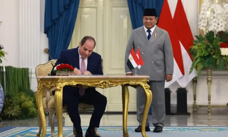 Presiden Mesir Abdel Fattah El-Sisi pada pertemuan bilateral bersama Presiden Prabowo Subianto di Istana Merdeka, Jakarta, pada Minggu, 11 Oktober 2026.
