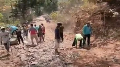 Penampakan jalan di Desa Teta, Kecamatan Lambitu, Kabupaten Bima, Nusa Tenggara Barat (NTB).
