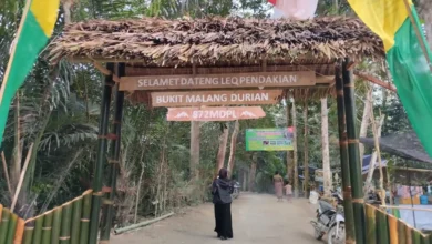 Gerbang pendakian Bukit Malang Durian, salah satu bukit baru dan tertinggi di Lombok Barat, Sabtu, 3 Oktober 2026.