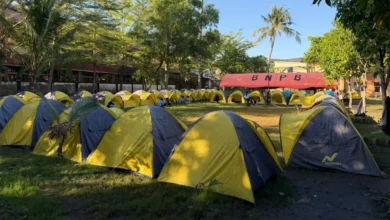 Deretan tenda peserta Kemah Literasi Gelitra NTB 2026 di Kompleks Pramuka Jaka Mandala, Mataram, Juli 2026. Pemkab KSB akan menggelar agenda serupa pada pertengahan 2027.