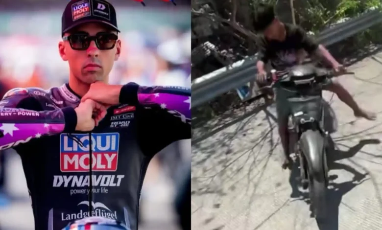 Pembalap Moto2, Senna Agius, membagikan momen unik saat bertemu anak-anak saat bersepeda di kawasan Kuta Mandalika pada Selasa, 6 Oktober 2026.